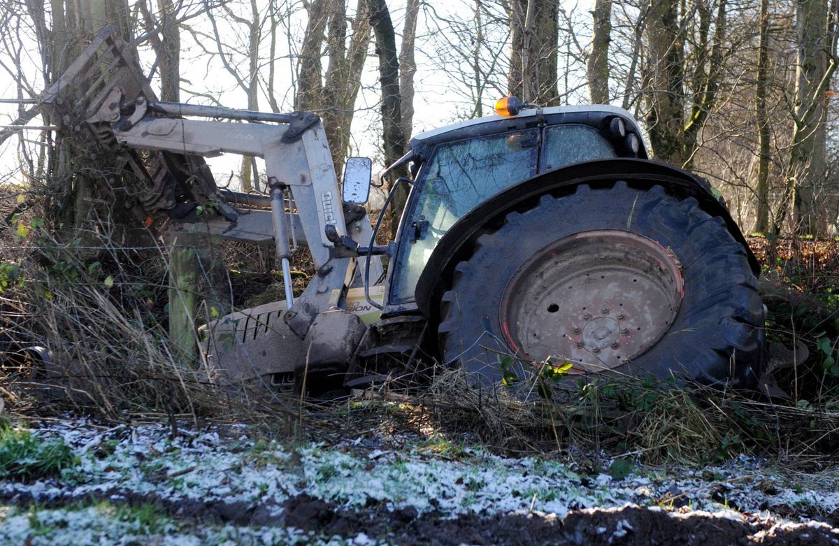 Police at the scene of the tractor crash