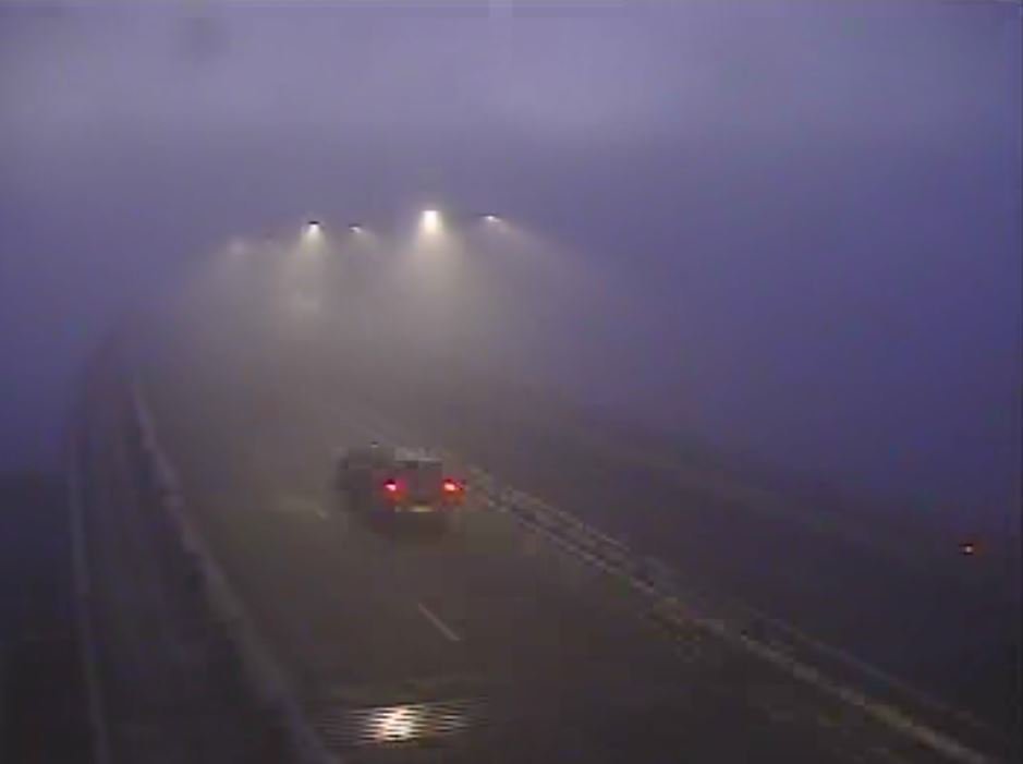 Heavy fog on the Kessock Bridge this morning