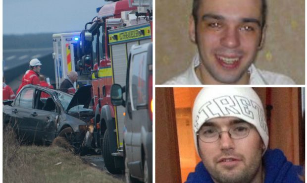 Gavin Farquhar (bottom) died in the crash caused by Marc McDonald (top)