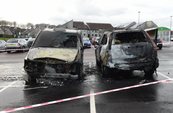 A car fire at Asda at Bridge of Don. Pic by Kevin Emslie