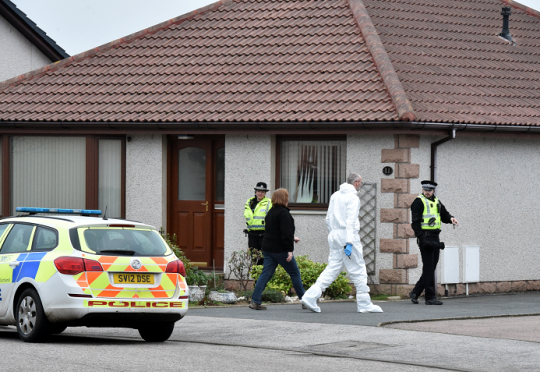 Police and forensic at a house at Peter Buchan Drive in Peterhead