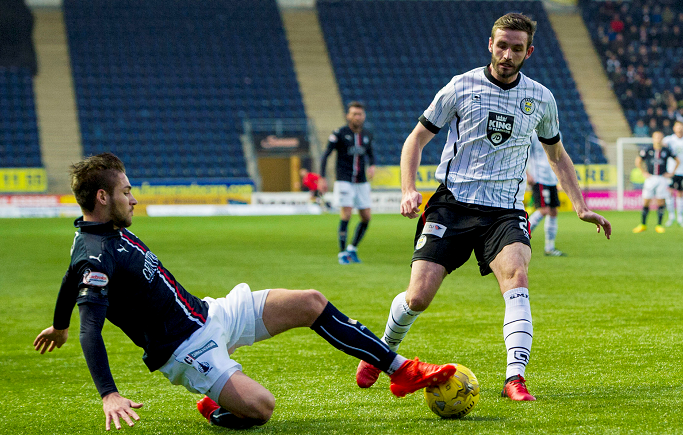 Naismith (right) in action against Falkirk in December (SNS)