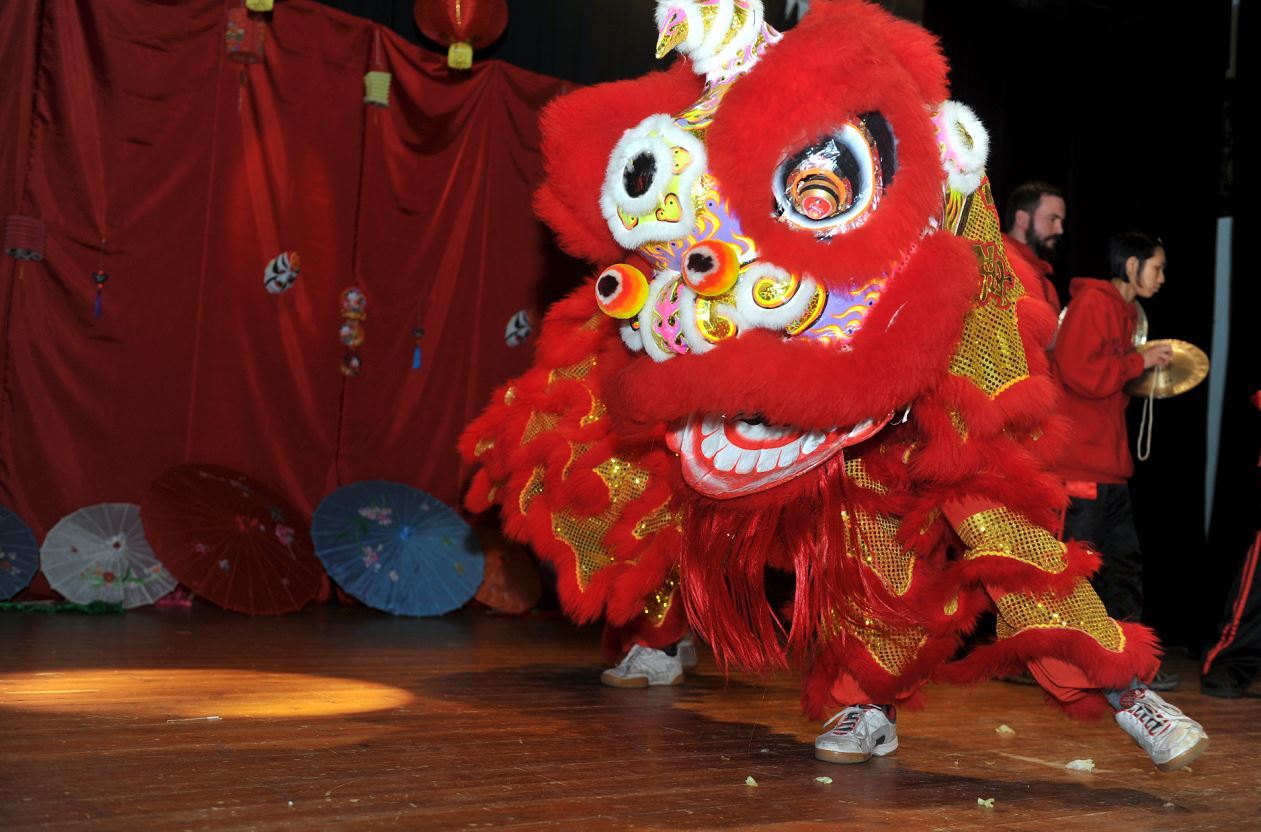 The spectacular lion dance performance was the highlight of the display at the Forres Town Hall.