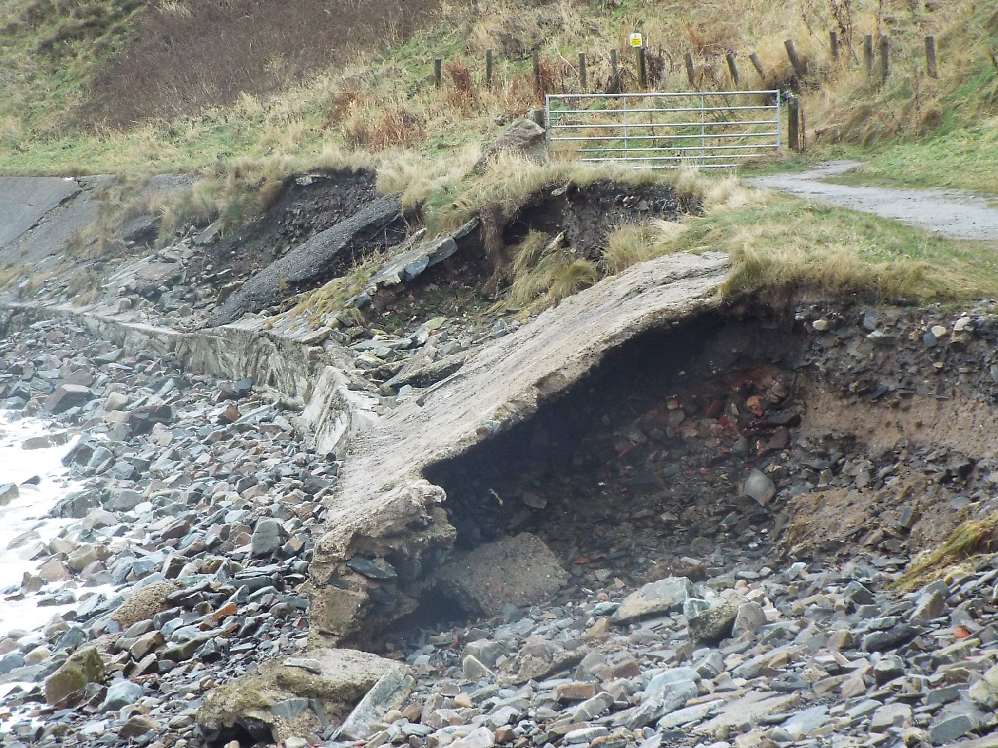 Stormy tides have gouged holes under coastal paths at Cullen.