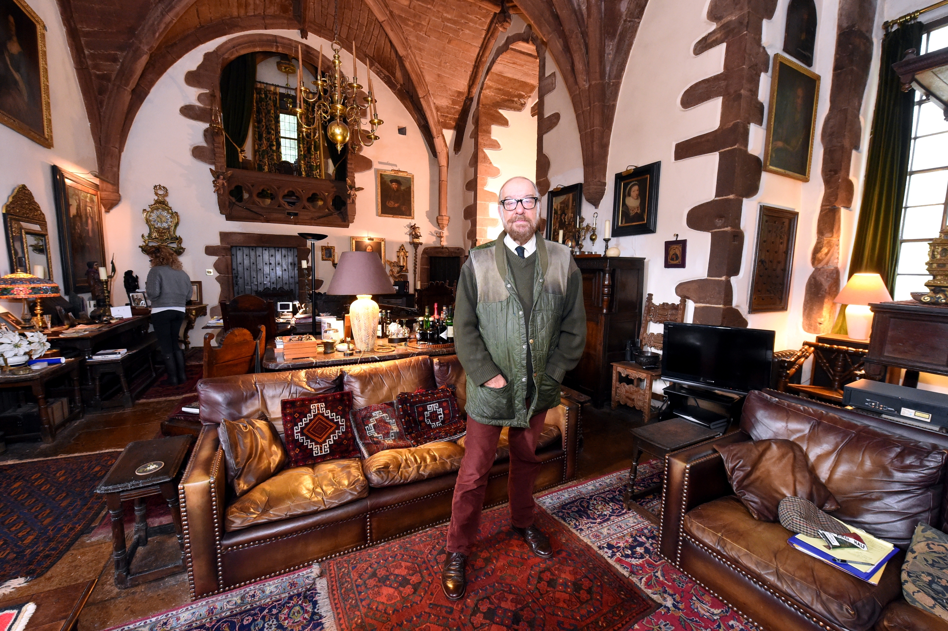 Marc Ellington inside his home, Towie Barclay Castle, which he completely restored