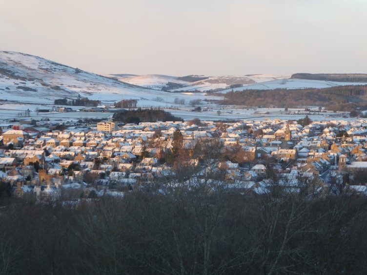 Snow-covered Huntly. Pic by Bill Morrison