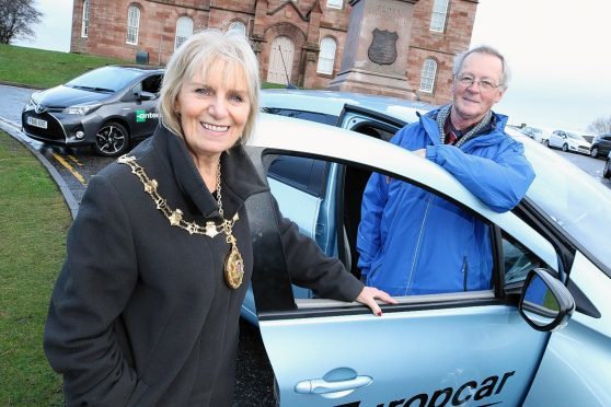 Councillors Helen Carmichael and Allan Henderson at the launch of Inverness Car Club