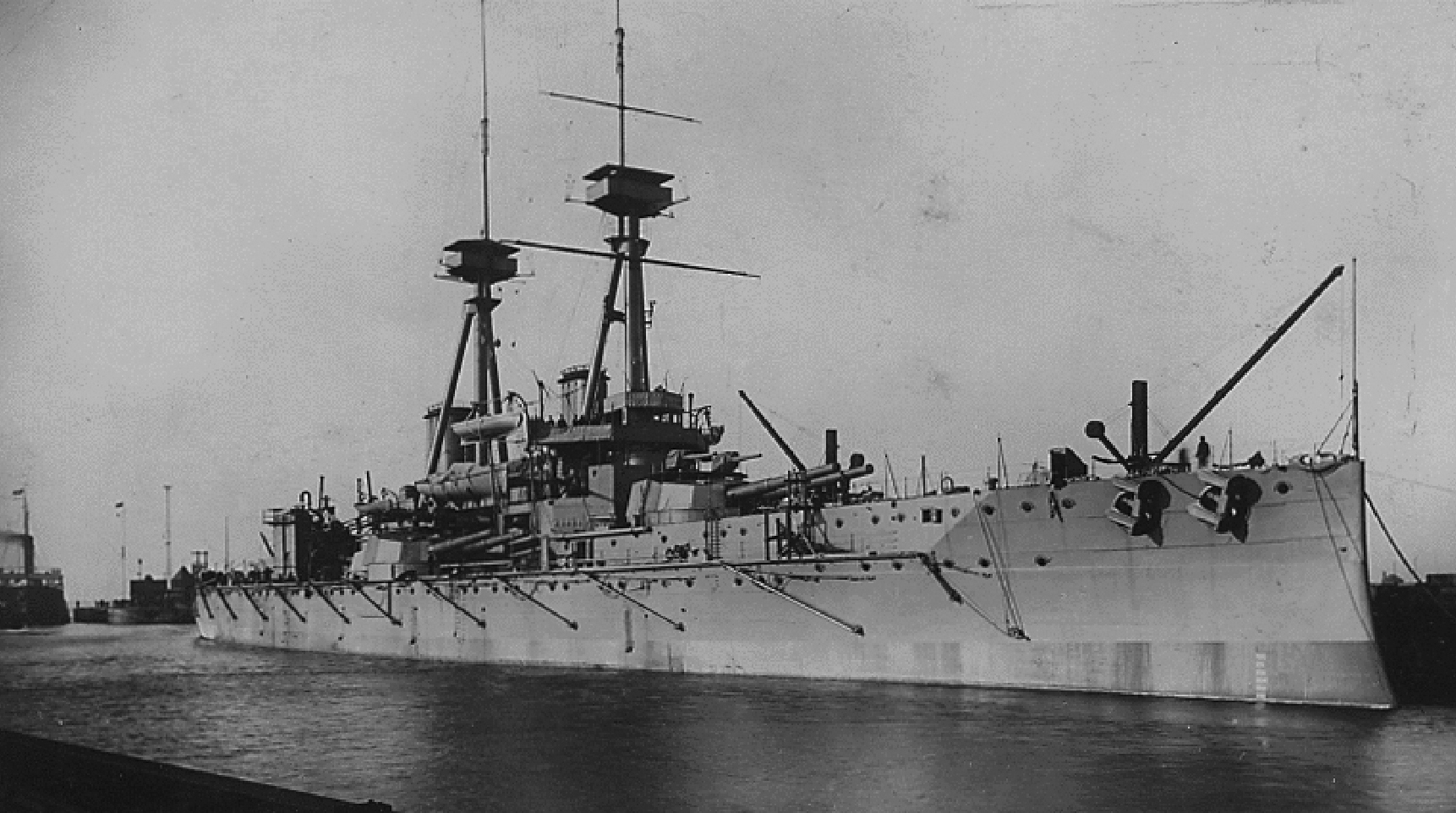 HMS Vanguard anchored in Scapa Flow, Orkney.