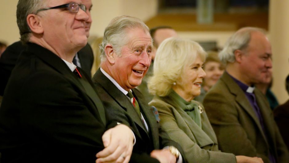 Charles and Camilla sing during a performance of Robert Burns poetry with music by Professor Paul Mealor and the Aberdeen University Chamber Choir