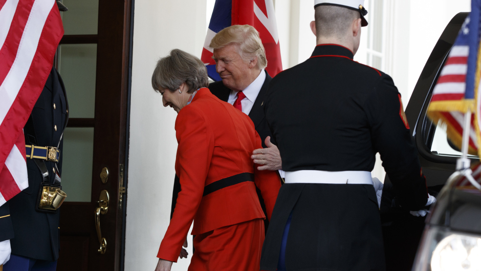 President Donald Trump welcomes Theresa May to the White House (AP)