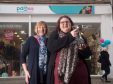 PDSA young volunteer of the year Lani Watson with Sheila Landers, who has volunteered for the charity for 15 years, outside the organisation's shop on Elgin's high street.