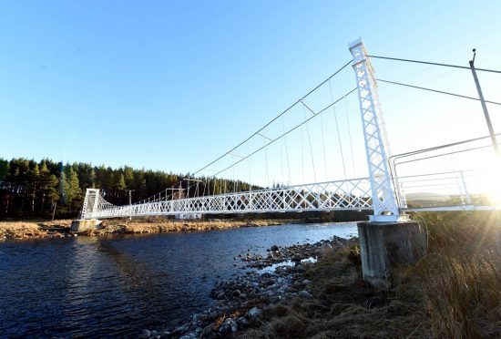 Polhollick footbridge at Bridge of Cairn, Ballater,