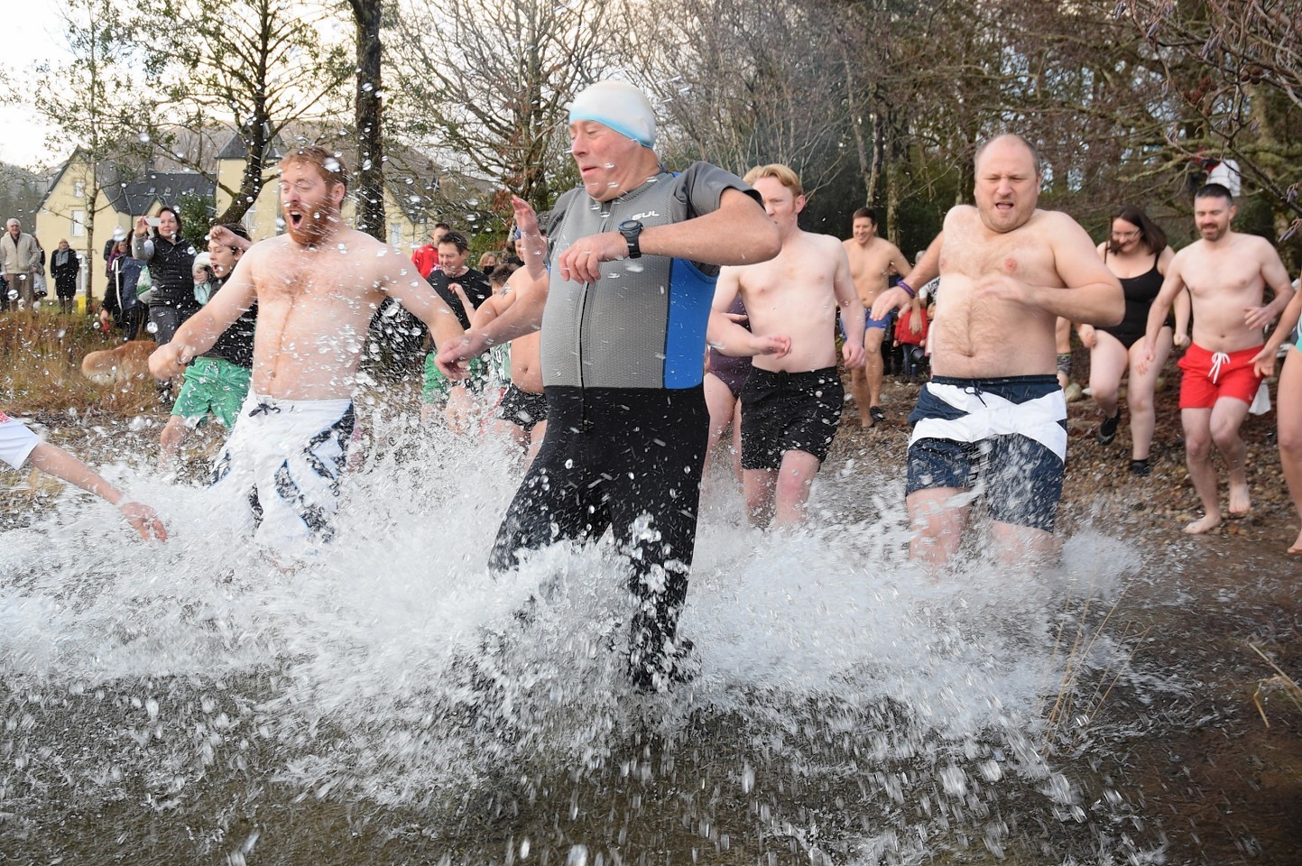 Intrepid swimmers braved the seven degree temperature of Loch Shiel.