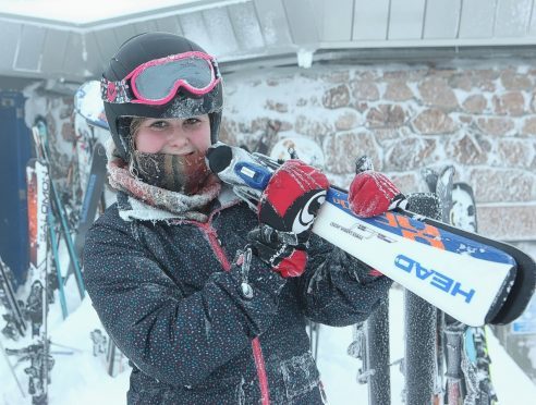 Jill Morrison from Nairn was among the early skiiers at Cairn Gorm.