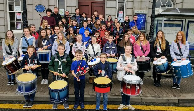 A total of 38 young pipers and drummers attended the “kick start” rehearsal day of the Aberdeenshire Schools Pipe Band at Inverurie Town Hall yesterday.