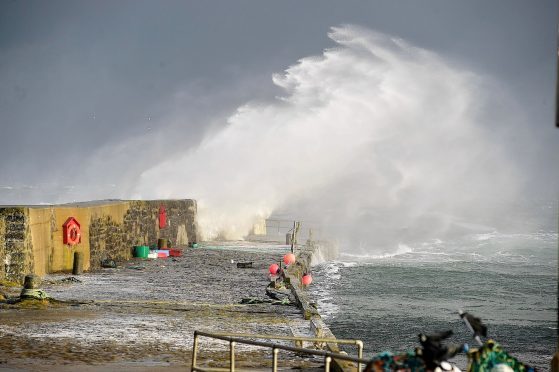 High winds also whipped up the sea at Rosehearty