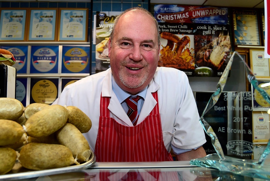 John Brown of Turriff with his award winning white puddings