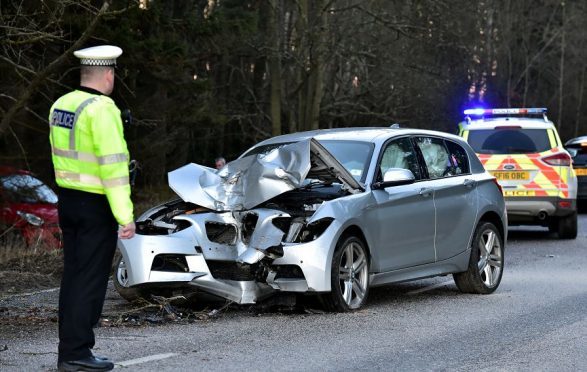 Police were called to a crash on the North Deeside Road. (Picture: Kami Thomson).