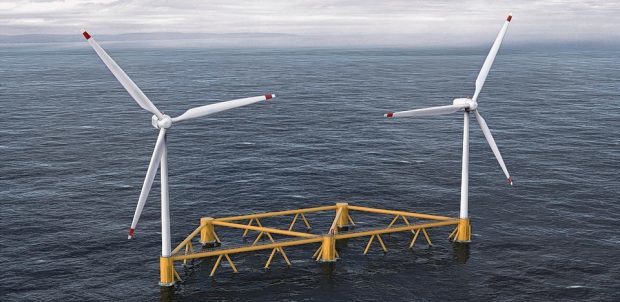 An artist's impression of the Dounreay Tri demonstrator floating wind farm.