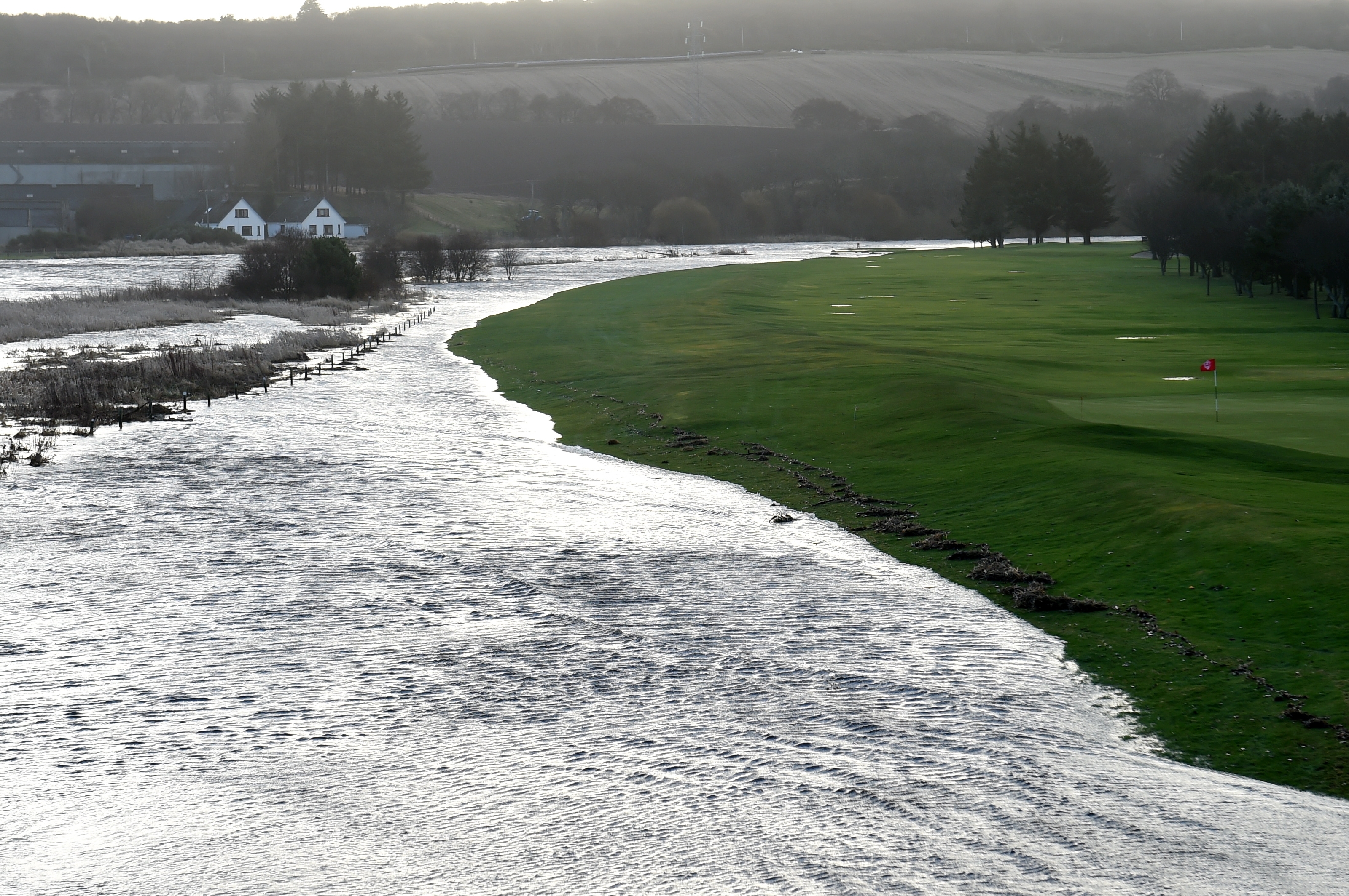 River Deveron flooding the Duff House Royal Golf Club. 