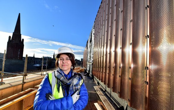 Councillor Marie Boulton on the new top floor extension.