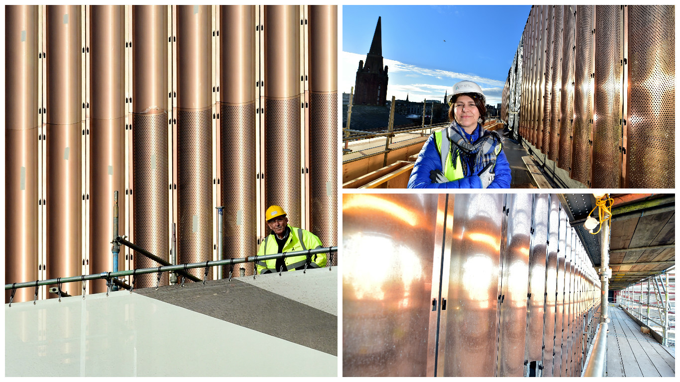 The completing of the copper cladding work was yesterday hailed as an important milestone towards the grand reopening this winter. Pictures and video by Kami Thomson.