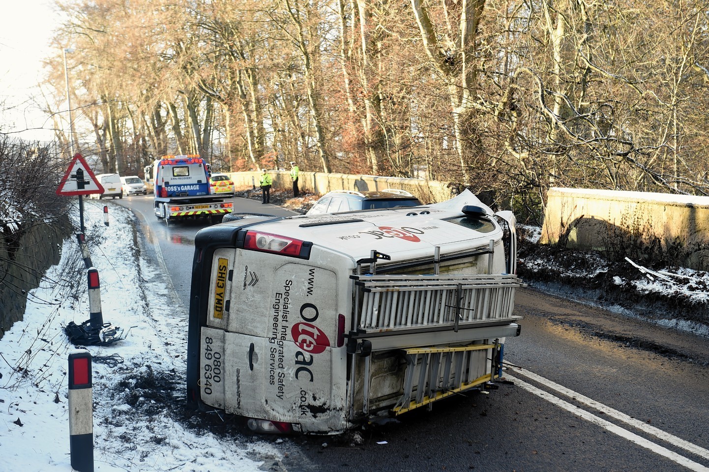 A van has overturned on the A96. (Picture: Kenny Elrick)