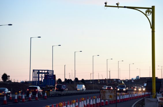 Average speed cameras on the A90 northbound coming into Aberdeen