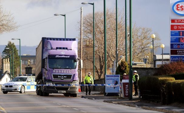 A 54-year-old man was taken to hospital after being hit by a lorry.