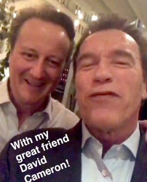 Screengrab taken from Arnold Schwarzenegger’s Snapchat video with David Cameron