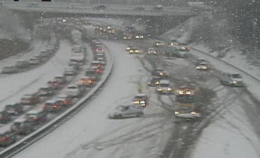 Traffic chaos on the M80 this morning