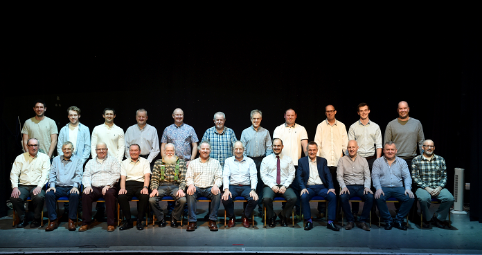 (front, from left) Alan Barrie, Ally Smollett, Ivan Laughton, Brian Johnston, Francis Buchan, Ian Duncan, Gordon Hutcheon, Martin Hedges, Bill Hendry, Keith Cowe, Colin Slessor and Duncan Tunstall. (back, from left) Andrew Cooper, Matthew Hyde, Mark Newcombe, Franie McCarthy, Ian Moir, Richard Haugh, Andy Smith, Aaron Wilson, Hamish MacKenzie, Stuart Florance (not in Picture was Freddie Hornby).