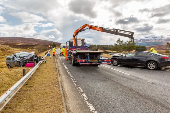 The scene of the crash on the A9 at Dalwhinnie.