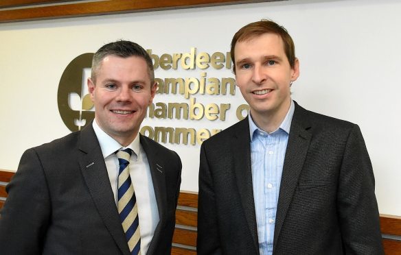 Scottish Government Finance secretary Derek Mackay and James Bream, Aberdeen and Grampian Chamber of Commerce research and policy director