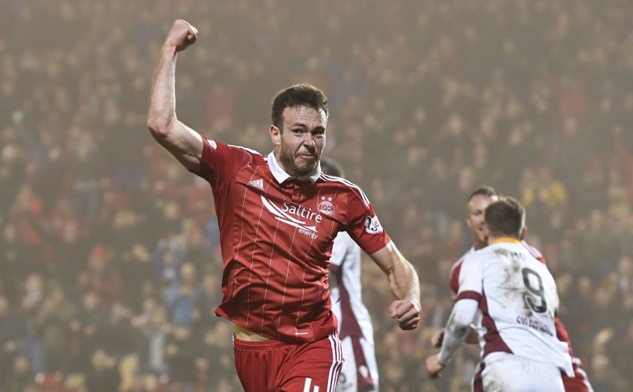 Aberdeen's Andrew Cosidine celebrates as he doubles his side's lead