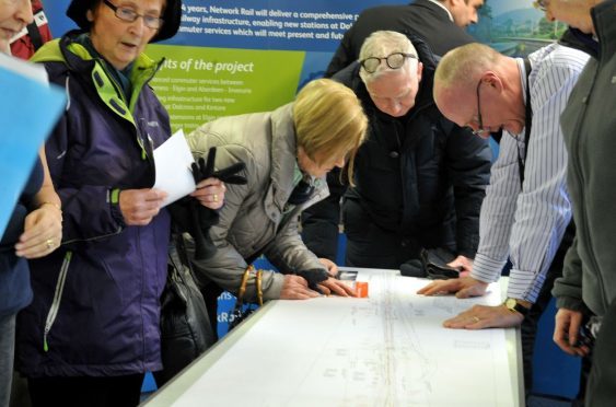 Detailed drawings of new track layouts and extended platforms have gone on display in Elgin.