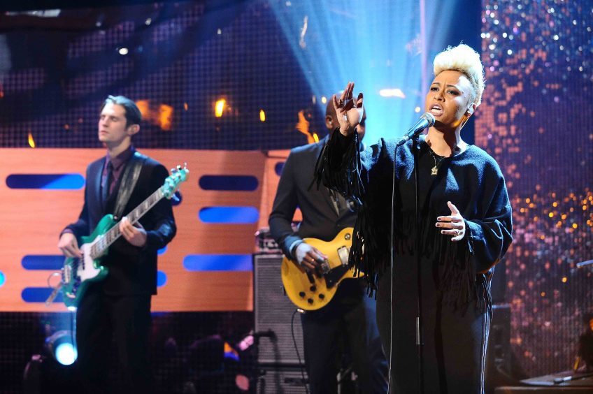 Emeli Sande during the filming of the Graham Norton Show in 2012