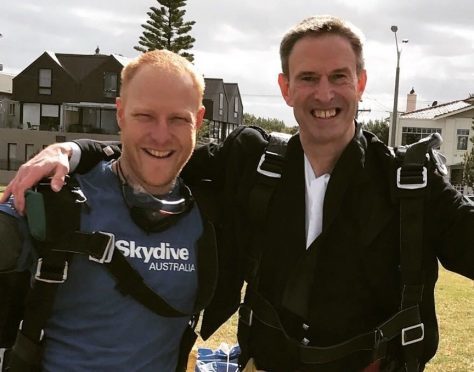 Gary Leslie from Aberdeen has celebrated completing his first skydive as part of a personal challenge.