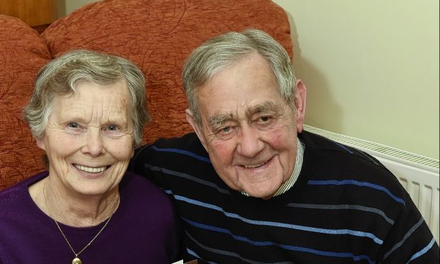 Helen and William Johnstone at home near Lumphanan celebrating their Diamond wedding anniversary. Picture by COLIN RENNIE.