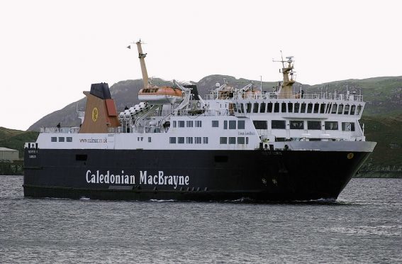 The MV Isle of Lewis arrives in Stornoway harbour.