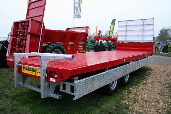 The Marshall BC flatbed trailer comes with new features for securing loads and making it easier to level off filled potato boxes.
