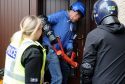 Police force entry to an Elgin home in a dawn drugs raid.
