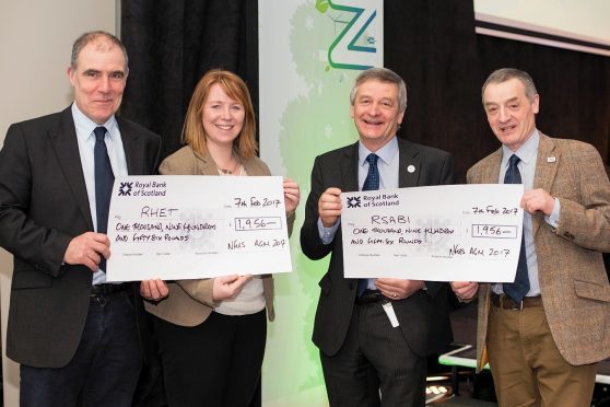 NFUS board member Angus McFayden, Katrina Barclay of RHET, John Kinnaird of RSABI and NFUS board member Charlie Adam