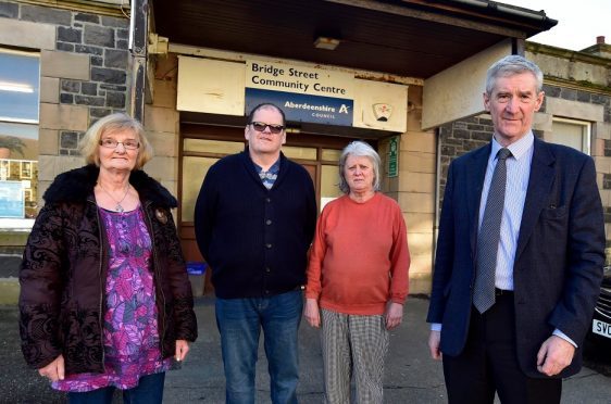 MSP Peter Chapman with former Arches members Moira Wilson, David McKay and Melanie West