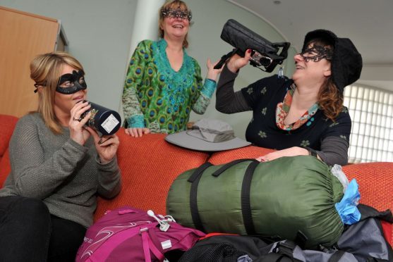 Staff at Moray Women's Aid are preparing for their masked ball and trek across the Sahara Desert to raise funds. Pictured: Claire Payne, Elle Johnston, and Elaine Adam