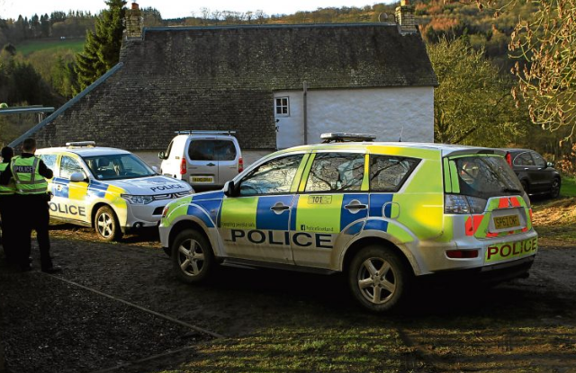 Police at the scene of the search at the weekend