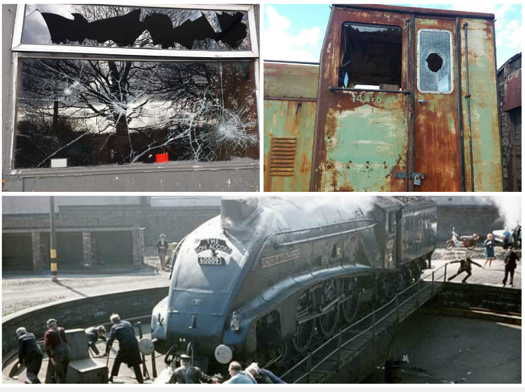 Vandals smashed windows of historic trains