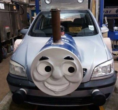 Work in progress on the Thomas the Tank Engine car.