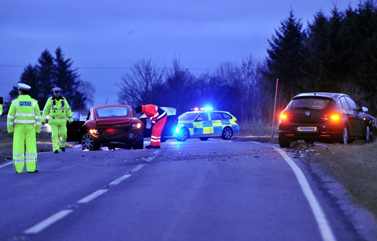 Two cars were involved in the crash on the A96 about two miles west of Keith.