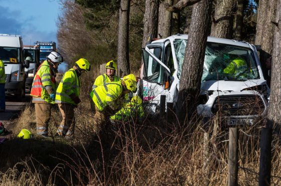 The driver was air-lifted to hospital in Aberdeen.